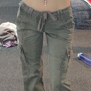 Garage low rise flare green cargo pants